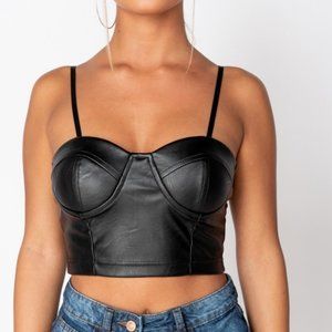 leather bralette crop top